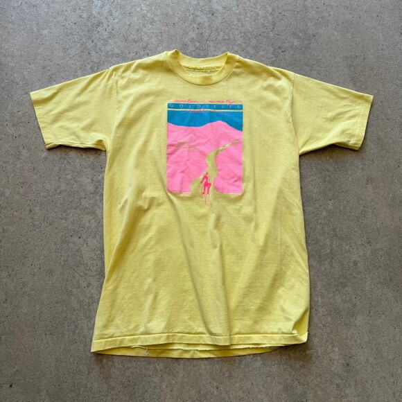 Vintage 1990 Gold Fever Ride Colorado Biking Cycling Yellow Pink Shirt Sz Large - Picture 1 of 6